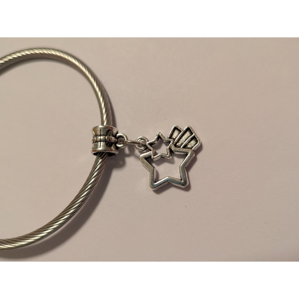 Shooting Star Dangle Charm for European Bracelet Silver Tone Celestial Jewelry